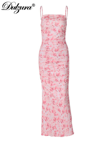 Dulzura Elegante zomerjurk met bloemenprint en gerimpelde rug voor dames