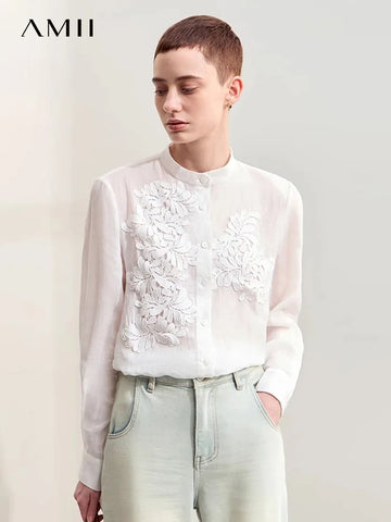 Amii Minimalism Women Shirts 2024 Autumn Collection