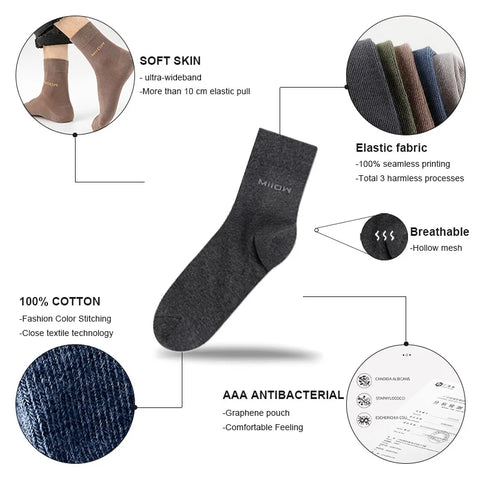 MiiOW 5 Pairs Men's Soft Cotton Socks