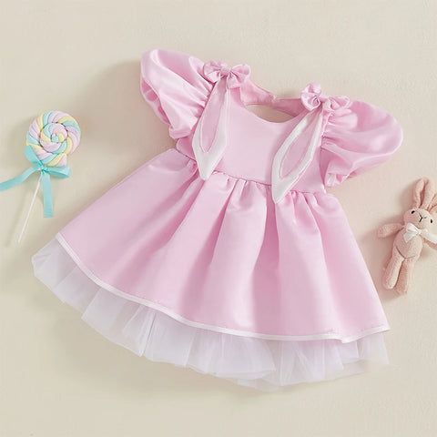 Tregren Kids Girls Easter Dress with Bunny Ears