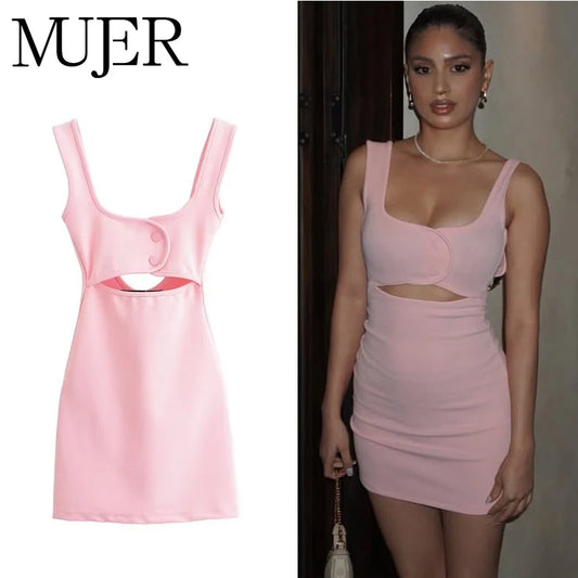 MUJER 2025 Pink Slip Mini Dress for Women