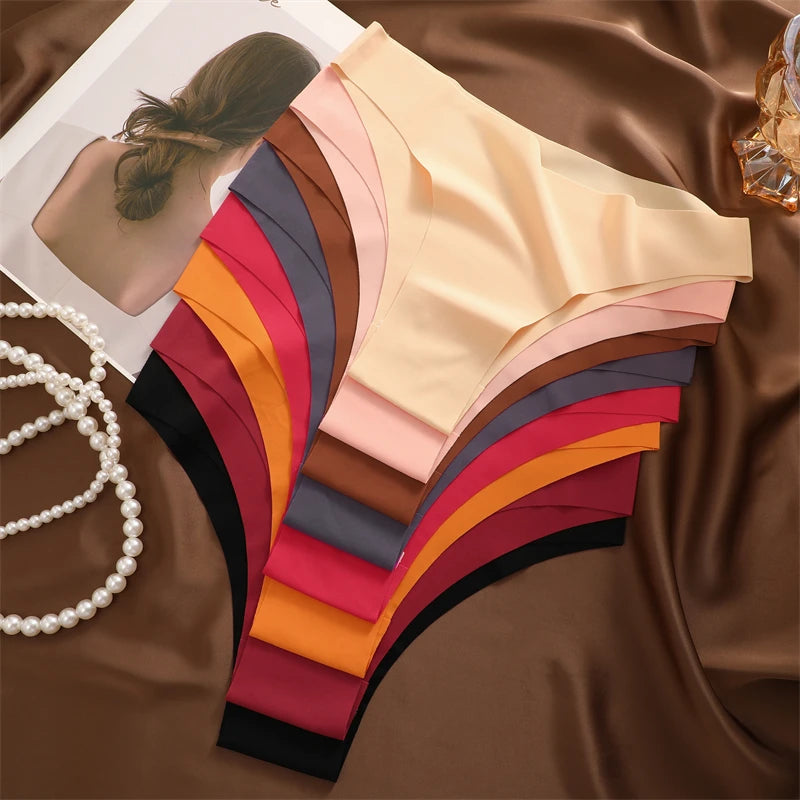 3Pcs Ultra-thin Seamless Silk Underwear for Women