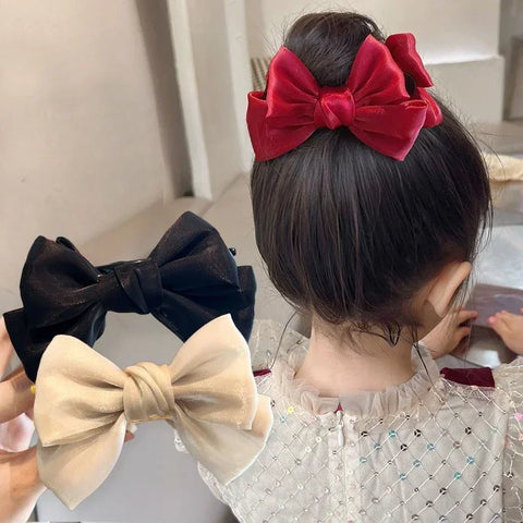 Elegant Sweet Bow Tie Hair Claw Clip - Velvet Ponytail Holder for Women