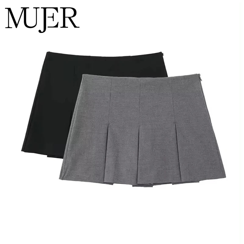 MUJER 2025 High Waist Pleated Skirt Shorts for Women - Casual Summer Mini Skort