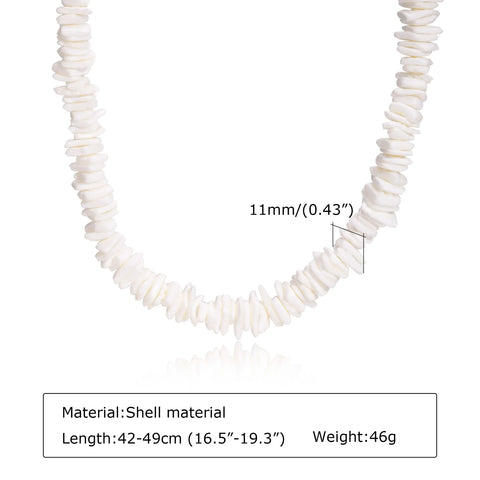 Bohemian Puka Shell Chain Necklace - Hawaiian Beach SeaShell Choker for Women