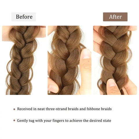 16-Inch Braided Synthetic Elastic Band Headband for Women – Stylish Hair Accessories in Black and Blonde