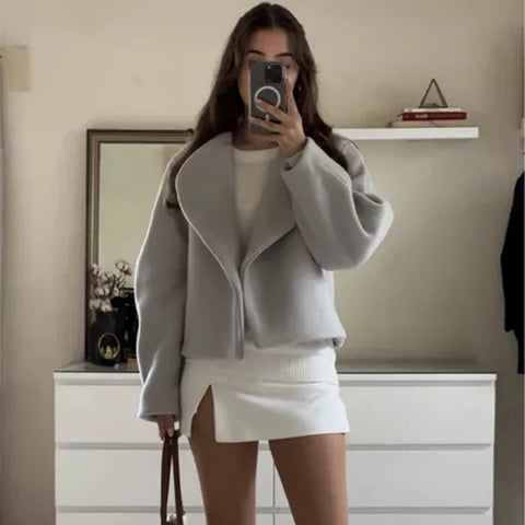 Trendix Winter Faux Wool Cardigan Jacket - Stijlvolle Casual Reversjas voor Dames 