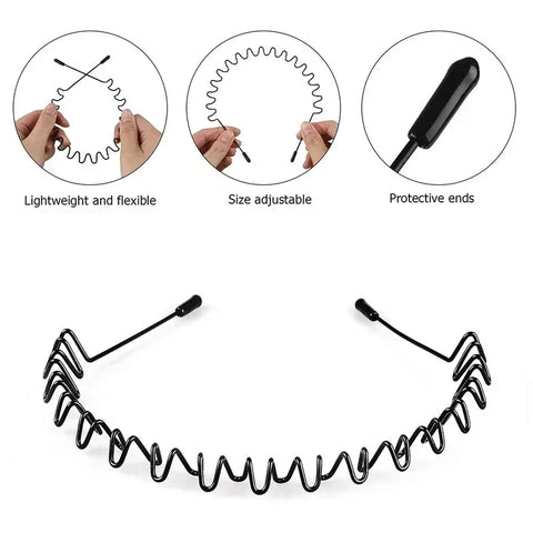 6 stuks modieuze metalen haarbanden voor mannen en vrouwen, unisex, zwarte golvende haarband, sporthoofdband, haarband, haaraccessoires, cadeau 
