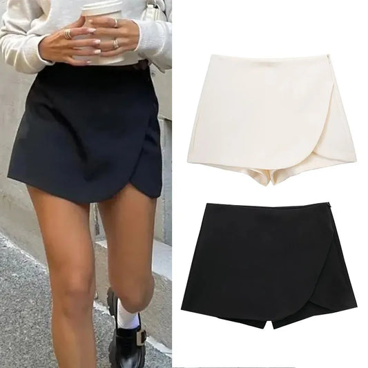 MUJER 2025 Asymmetric Skort For Women - Pink Black Mini Skirt Shorts