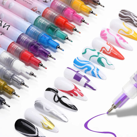 BORN PRETTY Nail Art Graffiti Pen Waterproof Painting Drawing Pen Brushes Dot Liner Pen DIY Nail Art Design Tool Manicure