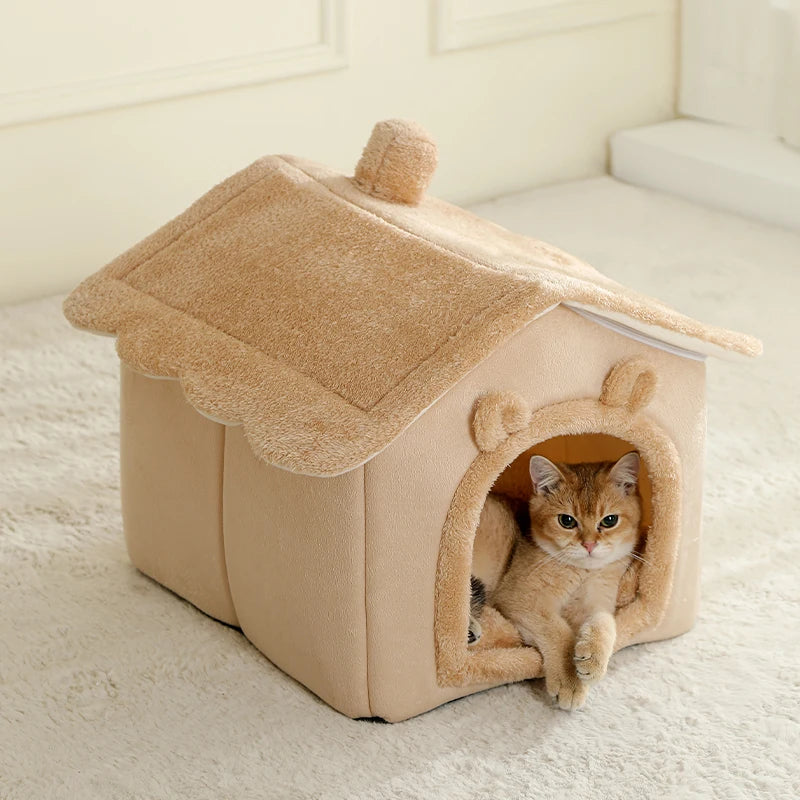 Foldable Pet House - Removable Washable Cat House & Puppy Cave for Small Pets