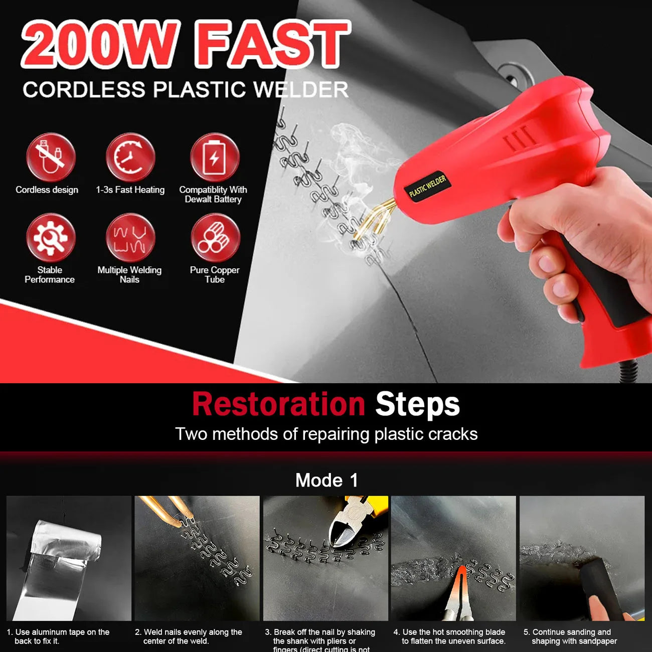 Plastic Welder Machine Repair Kit - 2 in 1 Hot Stapler for Car Bumpers and More