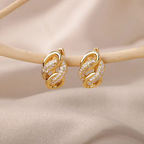 Stainless Steel Earrings for Women - Geometric Butterfly Twist Heart Zircon Minimalist Wedding Aesthetic Jewelry Gift 2023