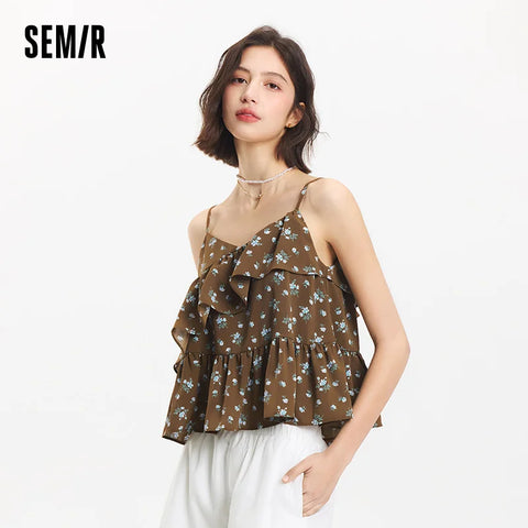 Semir Vacation Style Blouse voor Dames - Haltertop met Ruches 