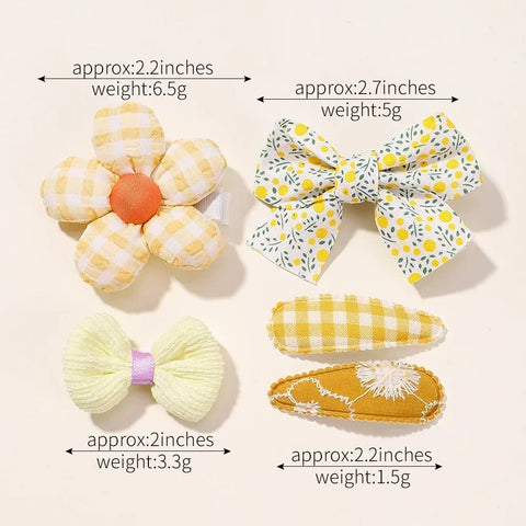 Set van 5 mini-haarspeldjes voor babymeisjes - schattige bloemenstrik, konijnenprinsesjeshaarspelden voor peuters