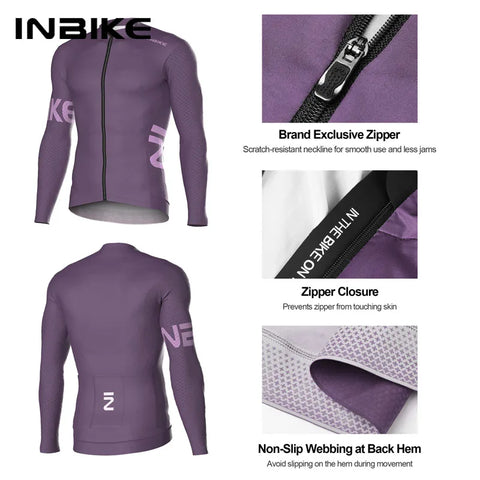 INBIKE Men's Cycling Long Sleeve Breathable MTB Jersey – Comfortable Road Bike Top with Pocket