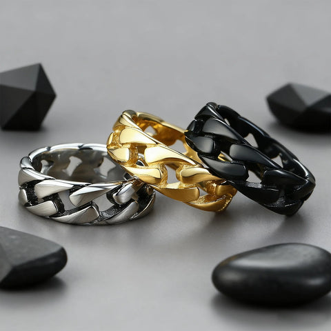 7MM Stainless Steel Ring for Men and Boys - Stylish Biker Chain Band