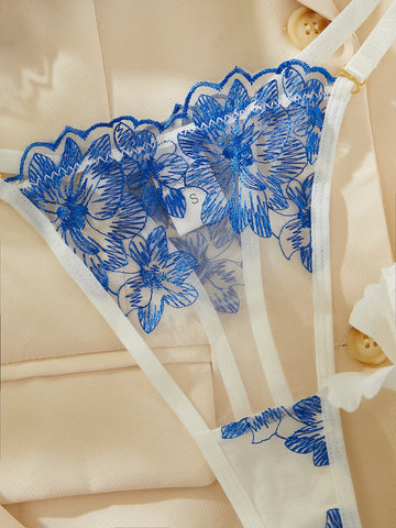 Floral Lace Push-Up Bra Set - Exotic Tulle Underwear for Intimate Moments