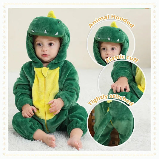 MICHLEY Winter Baby Rompers Hooded Flannel Cosplay