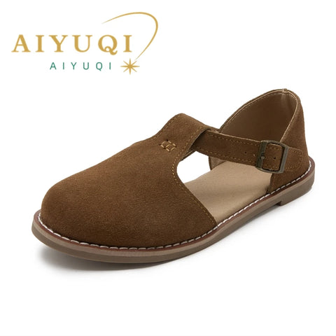 AIYUQI Retro Leder Damen Sandalen