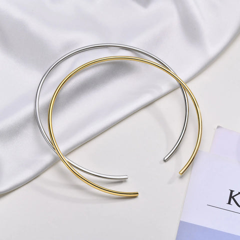 Adjustable Open Collar Choker Necklace for Women | Simple Stainless Steel Jewelry