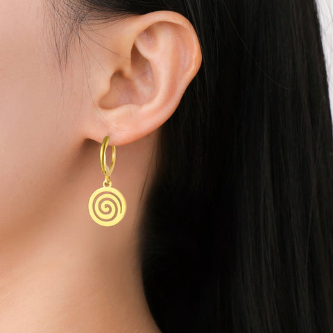 Skyrim Fashion Women Girls Stainless Steel Earrings - Heart Cross Flower Turtle Sun Pendant Hoop Earrings Jewelry Gift Wholesale