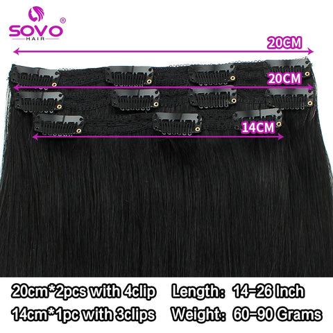 Clip In Hair Extensions 100% Human Hair - Jet Black