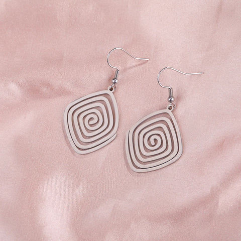 Skyrim Irregular Spiral Swirl Drop Earrings in Gold - Stainless Steel Geometric Jewelry for Women