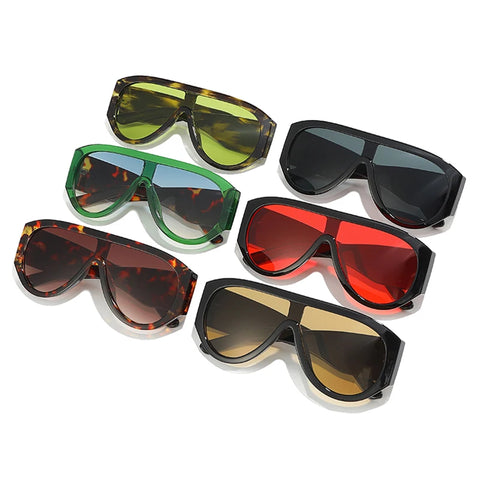 SHAUNA Oversized Pilotenzonnebril – Rood &amp; Groen Gradiënt UV400 Unisex Retro Zonnebrillen