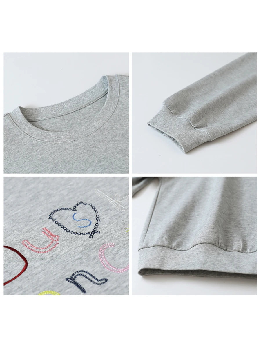 CHIC VEN Women Sweatshirts Long Sleeve O Neck Loose Casual New Embroidered Letter Female Pullover Top Spring Autumn 2025