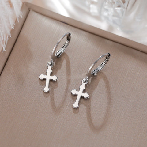 Skyrim Fashion Women Girls Stainless Steel Earrings - Heart Cross Flower Turtle Sun Pendant Hoop Earrings Jewelry Gift Wholesale