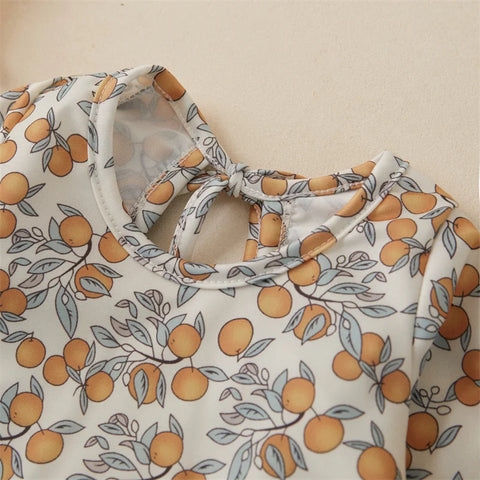 Tregren Kids Floral Print Long Sleeve Swimsuit