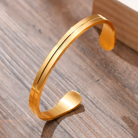 Men's Thin Stainless Steel Cuff Bracelet - Stylish & Versatile Gift for Him