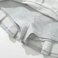 Mooyufon Y2K Mini Skirt for Women - Light Grey Vintage A-line Pleated Skirt