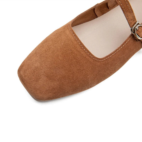 AIYUQI Mary Jane Women's Shoes - Suede Leather Ballet Flats