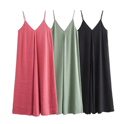 MUJER 2025 Red Slip Maxi Dress for Women