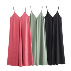 MUJER 2025 Red Slip Maxi Dress for Women
