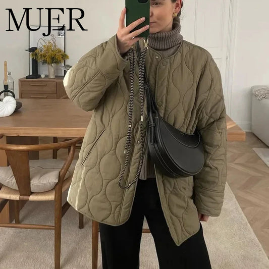 MUJER 2025 gewatteerde jas voor dames - warme winterparka's met lange mouwen