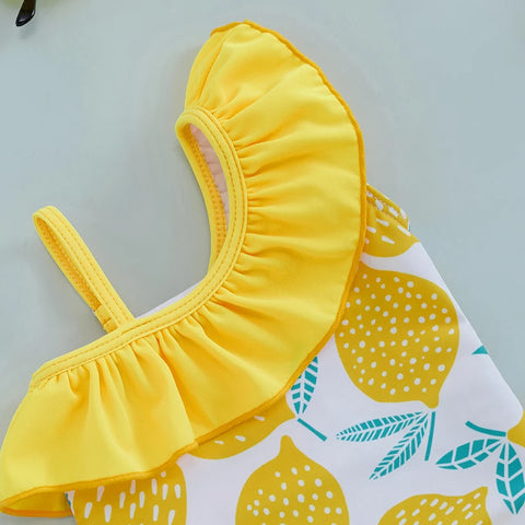 Tregren Girls Lemon Print Summer Swimsuit