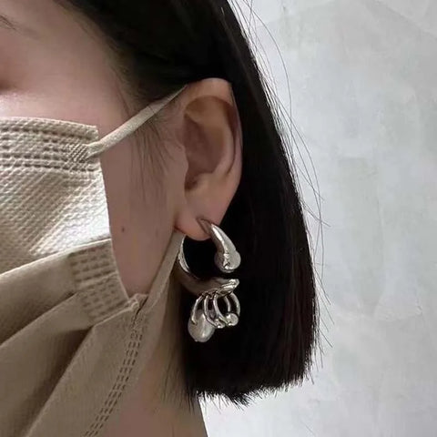 Punk Gothic Metal Pearl Tassel Earrings - Trendy Detachable Dangle Jewelry for All