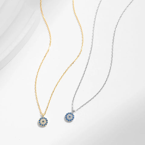 MODIAN Blauwe Oogketting - 925 Sterling Zilver
