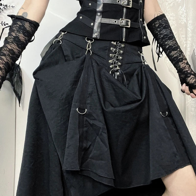 Wholesale New American Retro Irregular Skirt - Hot Girl Sexy Punk Black Clothing for Women