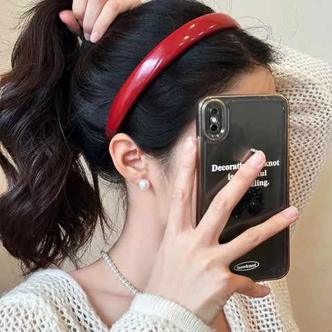Retro rode leren spons hoofdband - stijlvolle haarband voor vrouwen