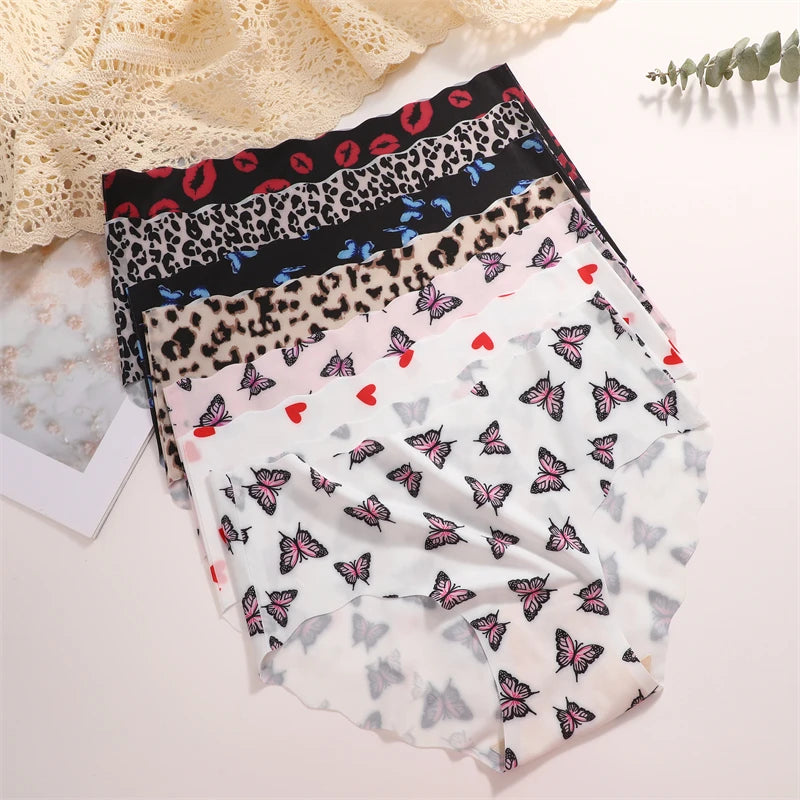 FINETOO 3Pcs Seamless Print Underwear for Women
