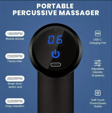 Mini Muscle Massage Gun - Portable Deep Tissue Handheld Percussion Massager for Body, Back, Neck, and Legs