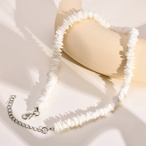 Bohemian Puka Shell Chain Necklace - Hawaiian Beach SeaShell Choker for Women