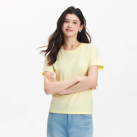Semir Dames Basic Effen Kleur Slim-Fit T-shirt 