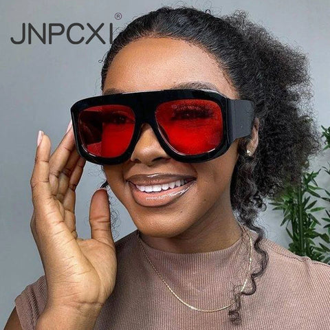 JNPCXI Oversized vierkante zonnebril met gradiënt – Luxe retro UV400 unisex buitenzonwering