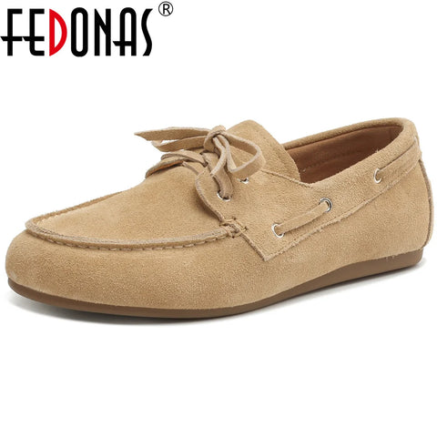 FEDONAS 2025 Women's Suede Leather Loafers