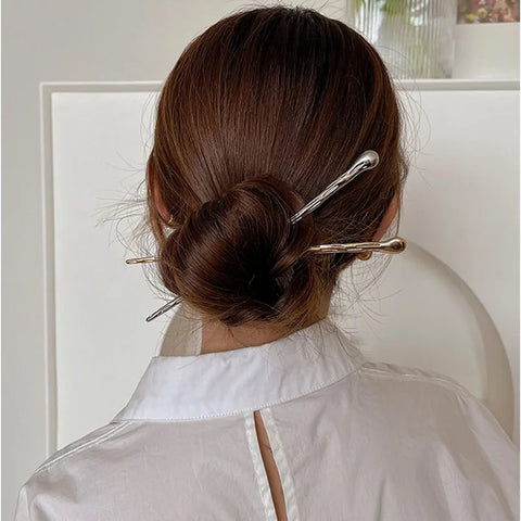 2025 New Punk Gold Silver Color Metal Long Hairpin - Trendy Hair Sticks for Women